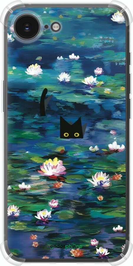 Силіконовий протиударний с посиленими кутами чехол Чохол із зображенням водяних лілій Моне та кішок для Apple iPhone SE 4 - 6399sp-3652 изображение 