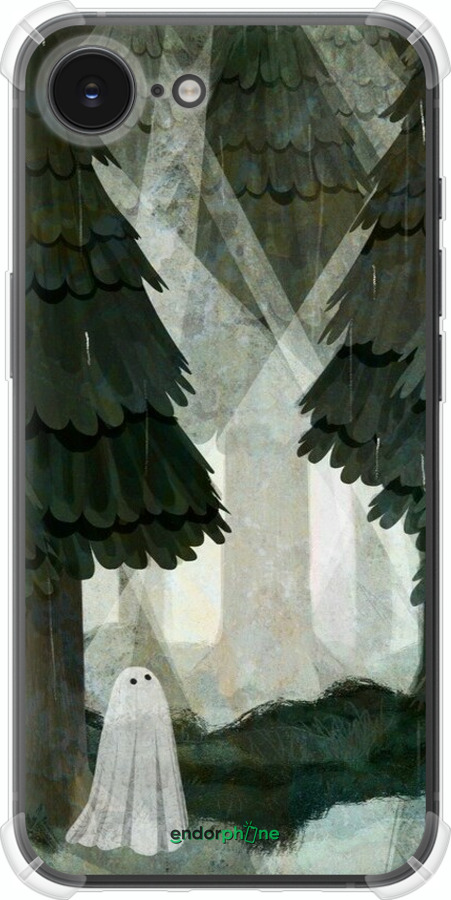 Силикон с усиленными углами чехол С изображением соснового леса и привидения для Apple iPhone 16e - 6420sp-3971 изображение 