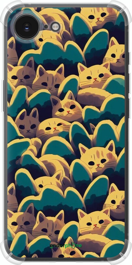 Силіконовий протиударний с посиленими кутами чехол Із зображенням котиків для Apple iPhone SE 4 - 6429sp-3652 изображение 