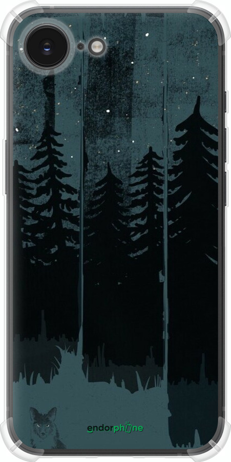 Силіконовий протиударний с посиленими кутами чехол Лисиця та нічний ліс для Apple iPhone SE 4 - 6481sp-3652 изображение 