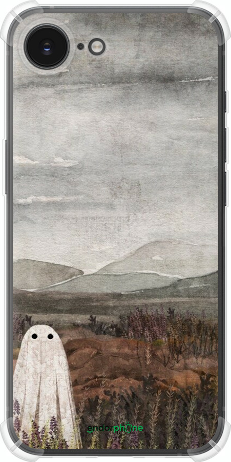 Силіконовий протиударний с посиленими кутами чехол Самотій привид на фоні гір для Apple iPhone SE 4 - 6486sp-3652 изображение 