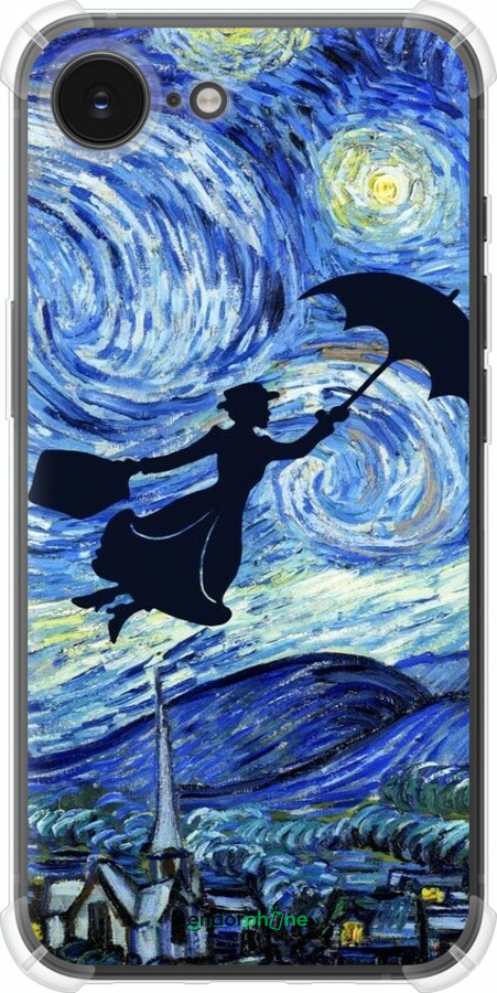 Силіконовий протиударний с посиленими кутами чехол Із зображенням Мері Поппінс «Зоряна ніч» для Apple iPhone SE 4 - 6487sp-3652 изображение 