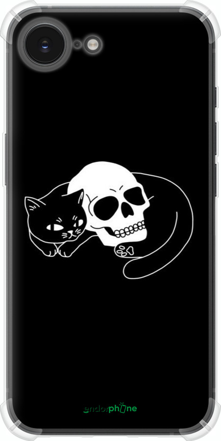 Силіконовий протиударний с посиленими кутами чехол Із зображенням кота та черепа для Apple iPhone SE 4 - 6491sp-3652 изображение 