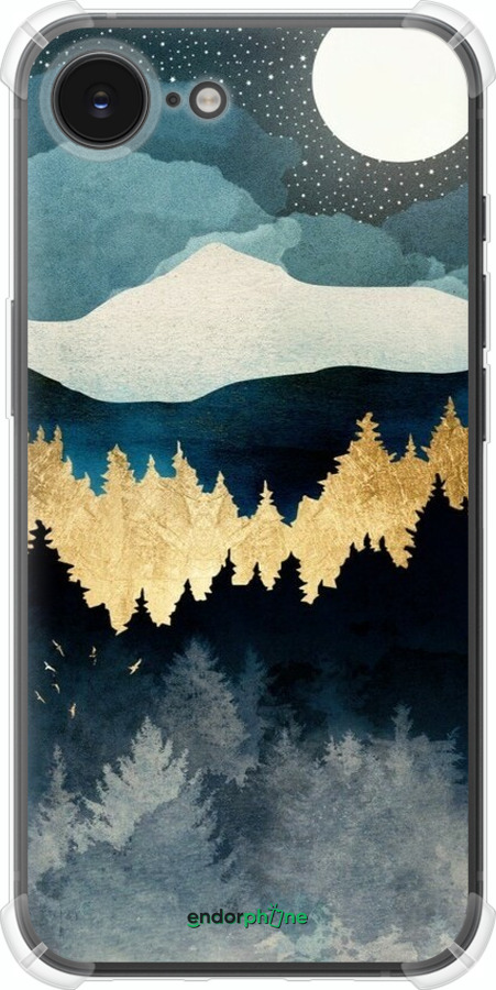 Силіконовий протиударний с посиленими кутами чехол Нічний краєвид з лісом та горами для Apple iPhone SE 4 - 6493sp-3652 изображение 
