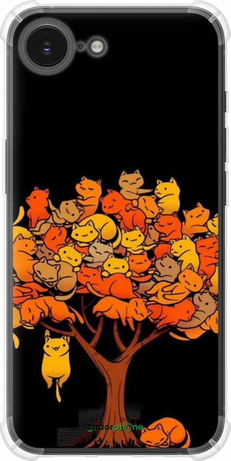 Силикон с усиленными углами чехол Дерево и котики для Apple iPhone 16e - 6516sp-3971 изображение 