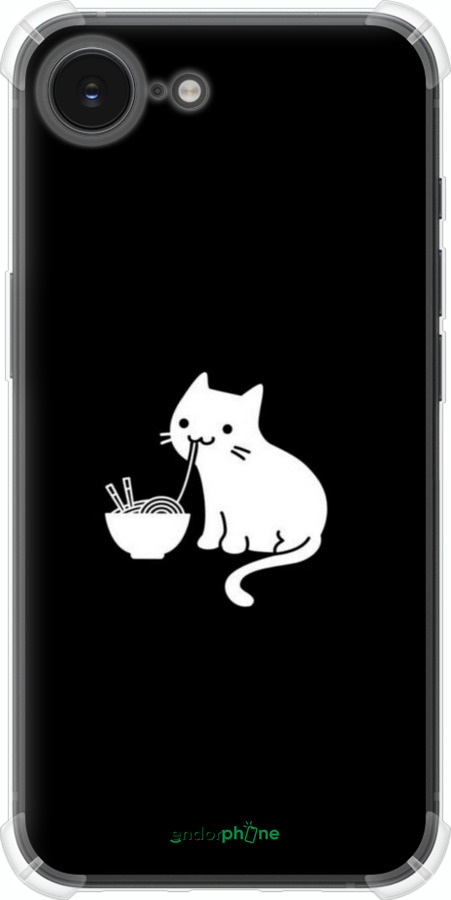 Силикон с усиленными углами чехол С милым котом на черном фоне для Apple iPhone SE 4 - 6528sp-3652 изображение 