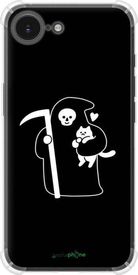 Силикон с усиленными углами чехол Минималистичный арт: смерть и кошка для Apple iPhone SE 4 - 6529sp-3652 изображение 