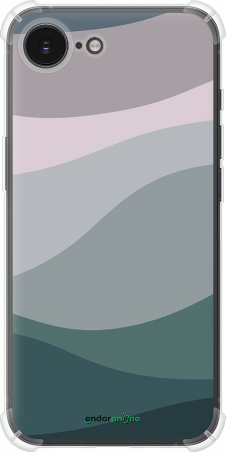 Силикон с усиленными углами чехол С фиолетовым и бирюзовым ретро-стилем и волнами для Apple iPhone 16e - 6533sp-3971 изображение 