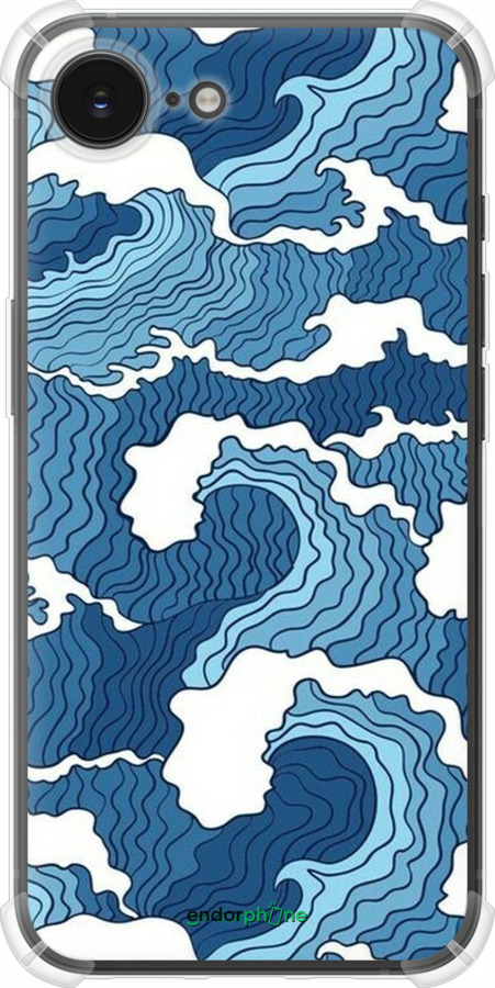 Силикон с усиленными углами чехол Абстрактный рисунок морских волн для Apple iPhone SE 4 - 6538sp-3652 изображение 