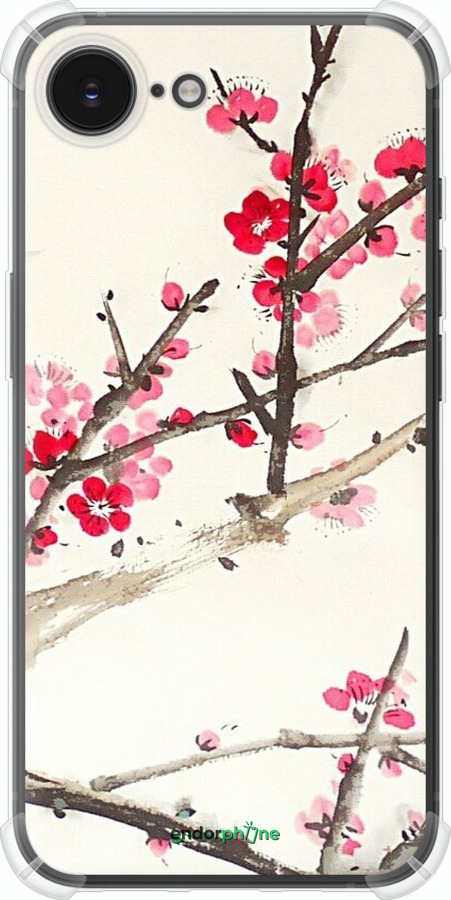 Силіконовий протиударний с посиленими кутами чехол Принт із зображенням цвітіння сакури для Apple iPhone SE 4 - 6545sp-3652 изображение 