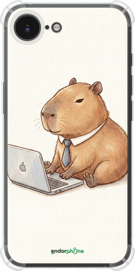 Силикон с усиленными углами чехол Funny Capybara CEO Working для Apple iPhone SE 4 - 6777sp-3652 изображение 
