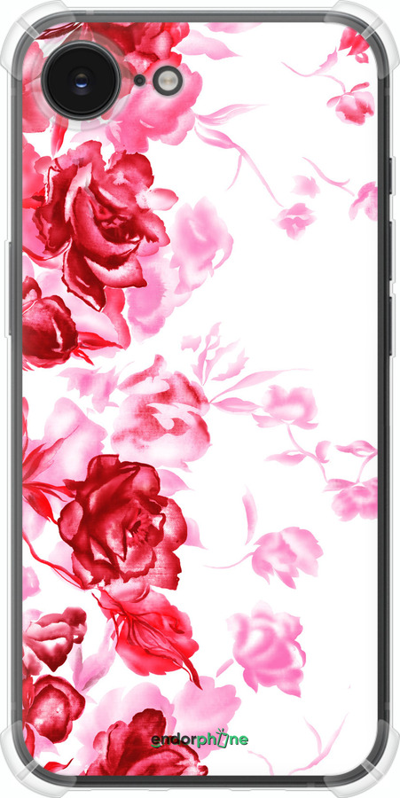 Силикон с усиленными углами чехол Нарисованные розы для Apple iPhone 16e - 724sp-3971 изображение 