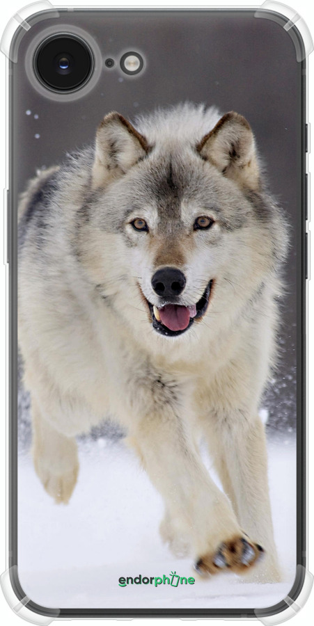 Силіконовий протиударний с посиленими кутами чехол Вовк, що біжить для Apple iPhone SE 4 - 826sp-3652 изображение 