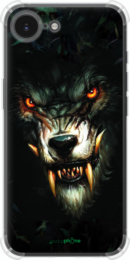Силикон с усиленными углами чехол Дьявольский волк для Apple iPhone 16e - 833sp-3971 изображение 