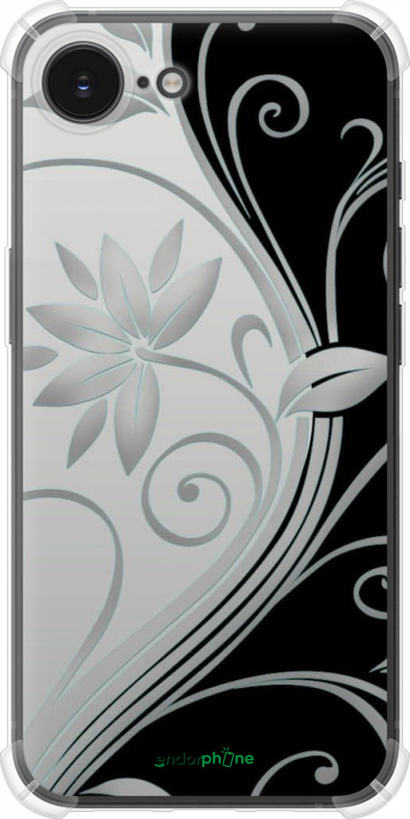 Силикон с усиленными углами чехол Цветы на чёрно-белом фоне для Apple iPhone SE 4 - 840sp-3652 изображение 
