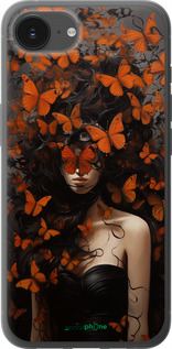 Силиконовый чехол Девушка с оранжевыми бабочками для Apple iPhone 16e - 5941u-3971 изображение 