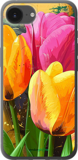 Силіконовий чехол Намальовані тюльпани для Apple iPhone SE 4 - 5990u-3652 изображение 