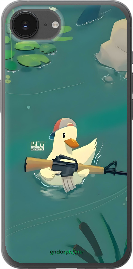 Силиконовый чехол Уточка с автоматом для Apple iPhone SE 4 - 6356u-3652 изображение 