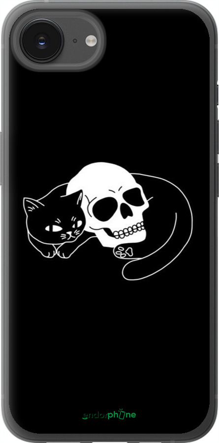 Силиконовый чехол С изображением кота и черепа для Apple iPhone 16e - 6491u-3971 изображение 