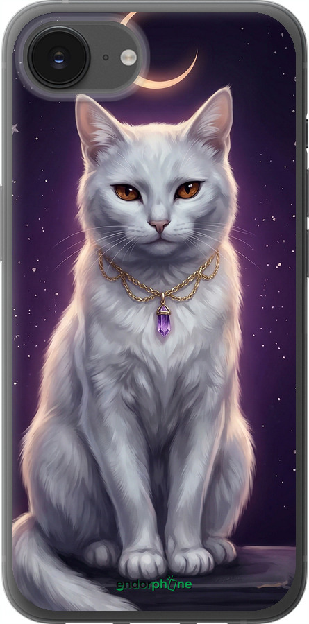 Силіконовий чехол Mystic White Cat Gothic Dark Purple Gold для Apple iPhone 16e - 6805u-3971 изображение 