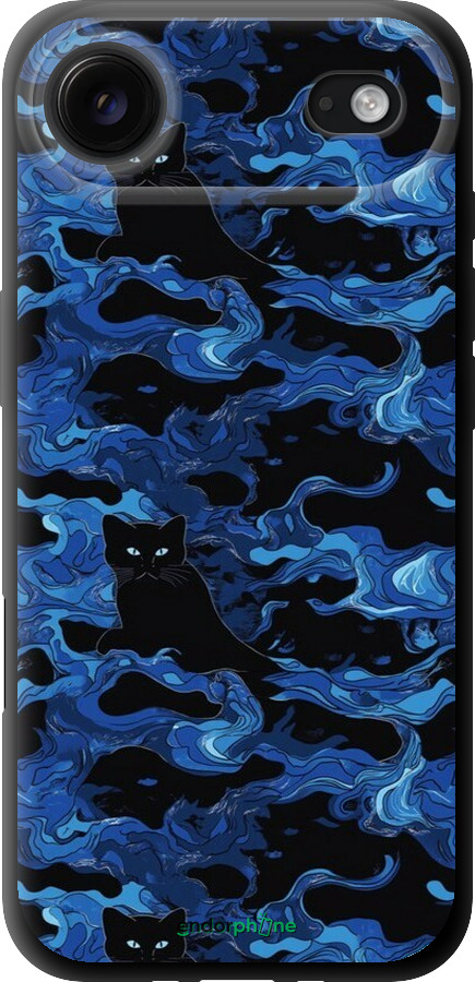 TPU чехол Візерунок чорних котів на блакитному фоні для Apple iPhone 17 AIR - 6525b-4032 изображение 