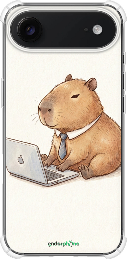 Силіконовий протиударний с посиленими кутами чехол Funny Capybara CEO Working для Apple iPhone 17 AIR - 6777sp-4032 изображение 