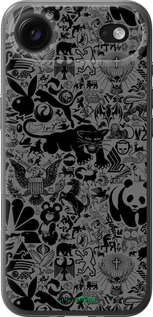 Силиконовый чехол Чёрно-серый стикер бомбинг для Apple iPhone 17 AIR - 2432u-4032 изображение 