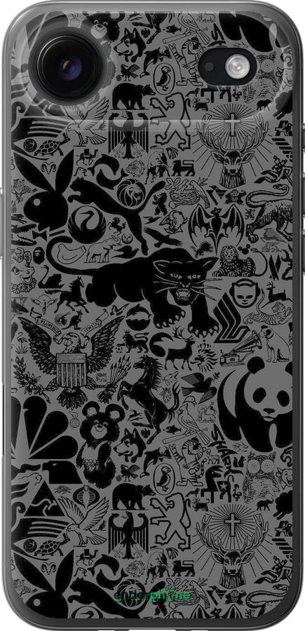 Силиконовый чехол Чёрно-серый стикер бомбинг для Apple iPhone 17 AIR - 2432u-4032 изображение 