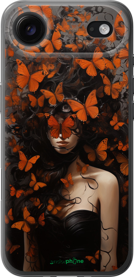 Силиконовый чехол Девушка с оранжевыми бабочками для Apple iPhone 17 AIR - 5941u-4032 изображение 