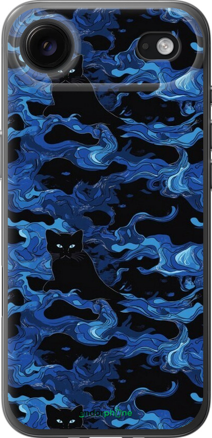 Силіконовий чехол Візерунок чорних котів на блакитному фоні для Apple iPhone 17 AIR - 6525u-4032 изображение 