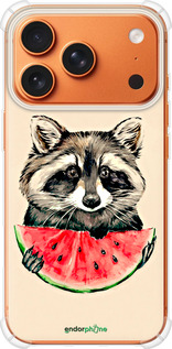 Силикон с усиленными углами чехол Енотик с арбузом для Apple iPhone 17 PRO MAX - 4605sp-4029 изображение 
