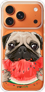 Силикон с усиленными углами чехол Мопс и арбуз для Apple iPhone 17 PRO MAX - 4665sp-4029 изображение 