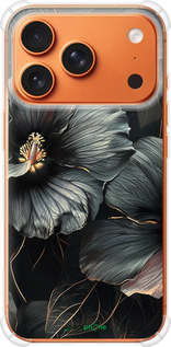 Силикон с усиленными углами чехол Черные цветы для Apple iPhone 17 PRO MAX - 6031sp-4029 изображение 