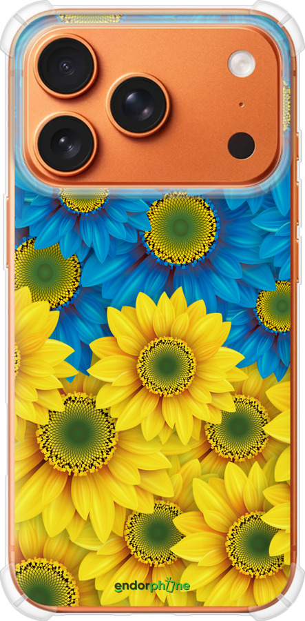 Силикон с усиленными углами чехол Жёлто-голубые цветы для Apple iPhone 17 PRO MAX - 1048sp-4029 изображение 