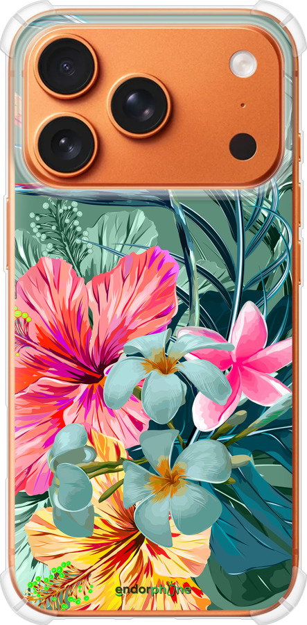 Силикон с усиленными углами чехол Тропические цветы v1 для Apple iPhone 17 PRO MAX - 4667sp-4029 изображение 