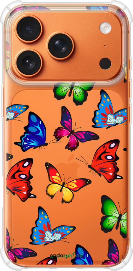 Силикон с усиленными углами чехол Красочные мотыльки для Apple iPhone 17 PRO MAX - 4761sp-4029 изображение 
