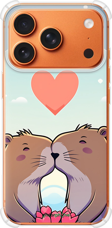Силикон с усиленными углами чехол Капибара любовь для Apple iPhone 17 PRO MAX - 6027sp-4029 изображение 