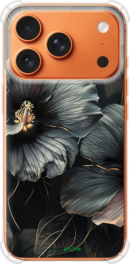 Силикон с усиленными углами чехол Черные цветы для Apple iPhone 17 PRO MAX - 6031sp-4029 изображение 