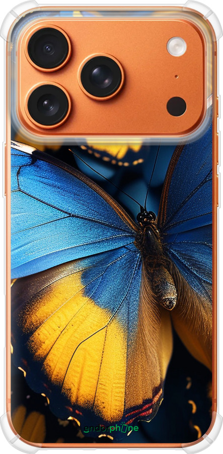 Силикон с усиленными углами чехол Желто-голубые бабочки для Apple iPhone 17 PRO MAX - 6046sp-4029 изображение 