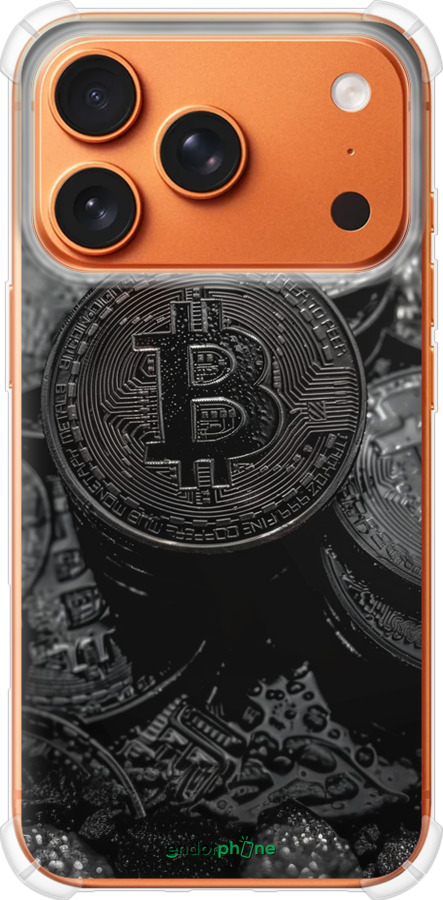 Силикон с усиленными углами чехол Black Bitcoin для Apple iPhone 17 PRO MAX - 6090sp-4029 изображение 