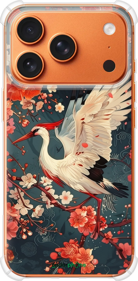 Силикон с усиленными углами чехол Сакура и аист для Apple iPhone 17 PRO MAX - 6108sp-4029 изображение 