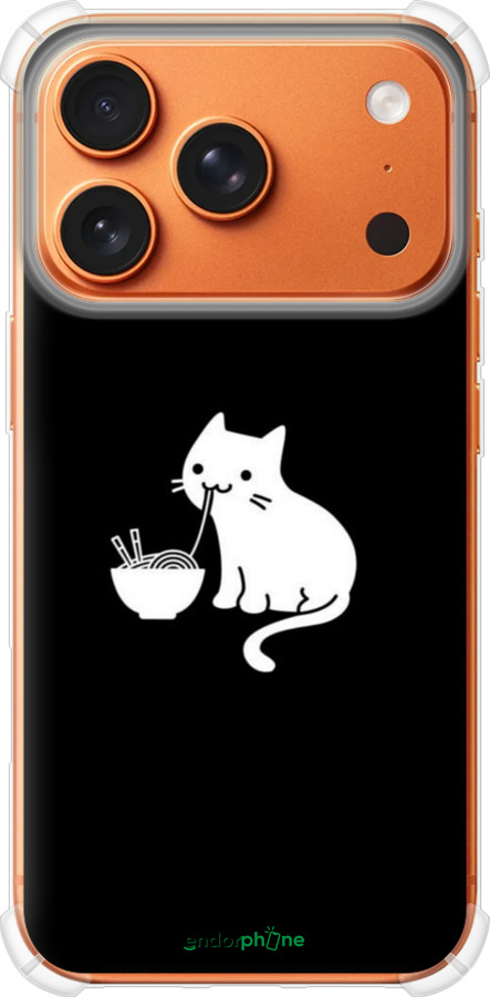 Силикон с усиленными углами чехол С милым котом на черном фоне для Apple iPhone 17 PRO MAX - 6528sp-4029 изображение 