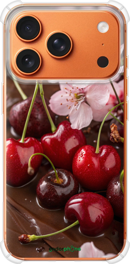 Силикон с усиленными углами чехол Вишня в шоколаде для Apple iPhone 17 PRO MAX - 6698sp-4029 изображение 