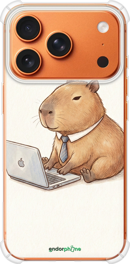 Силикон с усиленными углами чехол Funny Capybara CEO Working для Apple iPhone 17 PRO MAX - 6777sp-4029 изображение 