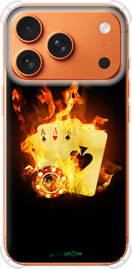 Силикон с усиленными углами чехол Горящие карты для Apple iPhone 17 PRO MAX - 839sp-4029 изображение 