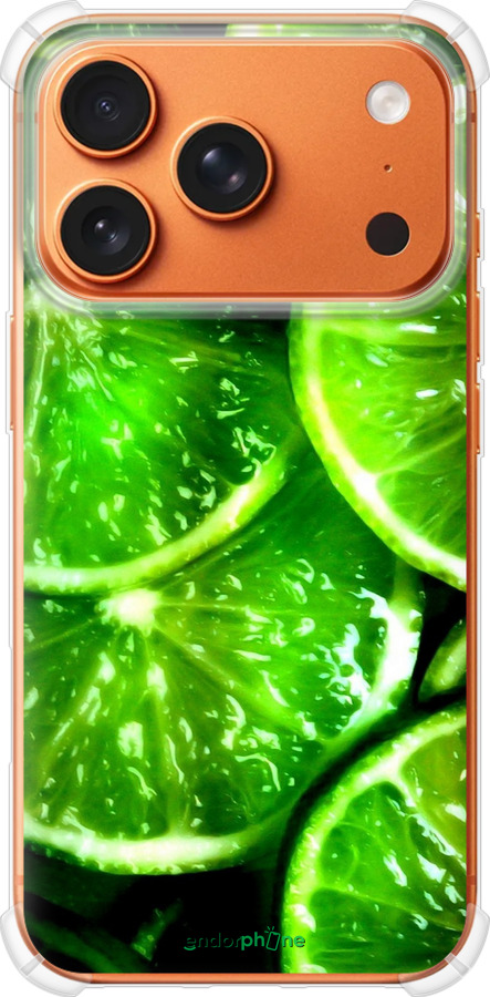 Силикон с усиленными углами чехол Зелёные дольки лимона для Apple iPhone 17 PRO MAX - 852sp-4029 изображение 