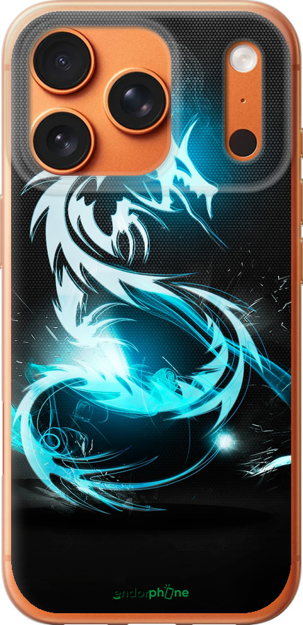 Силиконовый чехол Бело-голубой огненный дракон для Apple iPhone 17 PRO MAX - 113u-4029 изображение 
