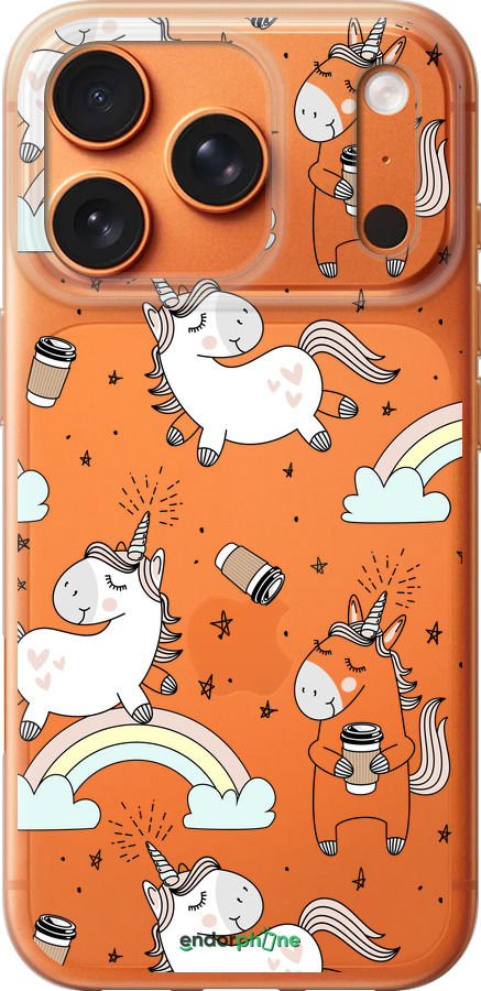 Силиконовый чехол Единорог и кофе для Apple iPhone 17 PRO MAX - 4661u-4029 изображение 