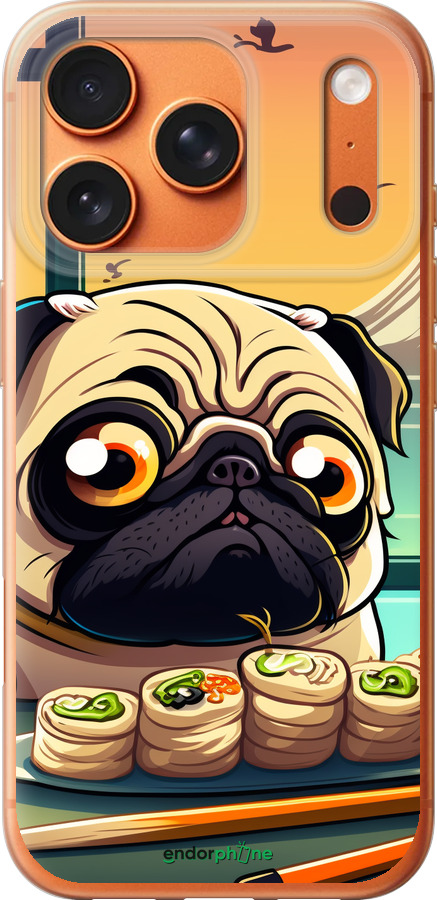 Силиконовый чехол Мопс и суши для Apple iPhone 17 PRO MAX - 5588u-4029 изображение 