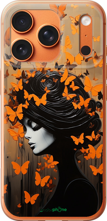 Силиконовый чехол Чехол для телефона Девушка с оранжевыми бабочками для Apple iPhone 17 PRO MAX - 5940u-4029 изображение 